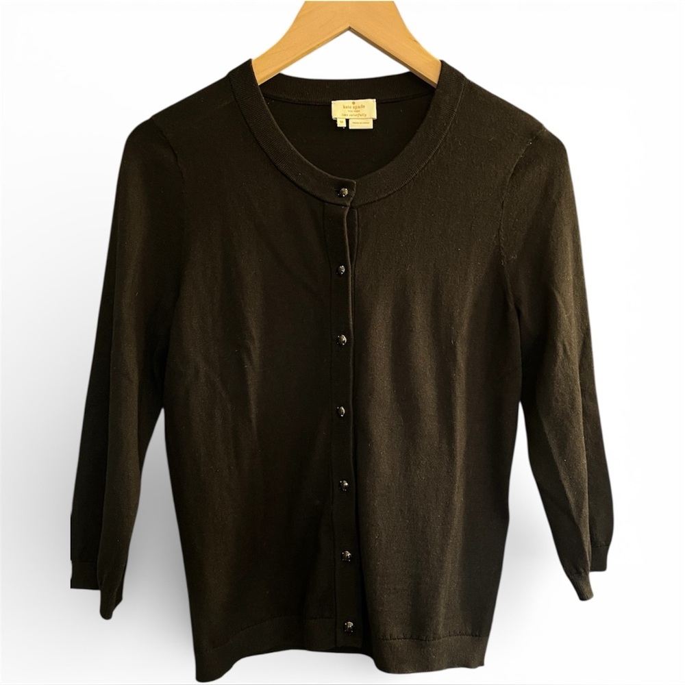 Kate Spade Black Cotton/Silk/Cashmere Cardigan Sweater Women's Medium